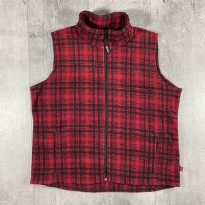 Woolrich Plaid Zip-Up Fleece Vest